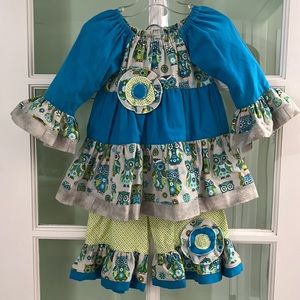 New handmade girls’ flannel dress and matching flannel bloomers, size 18 months.